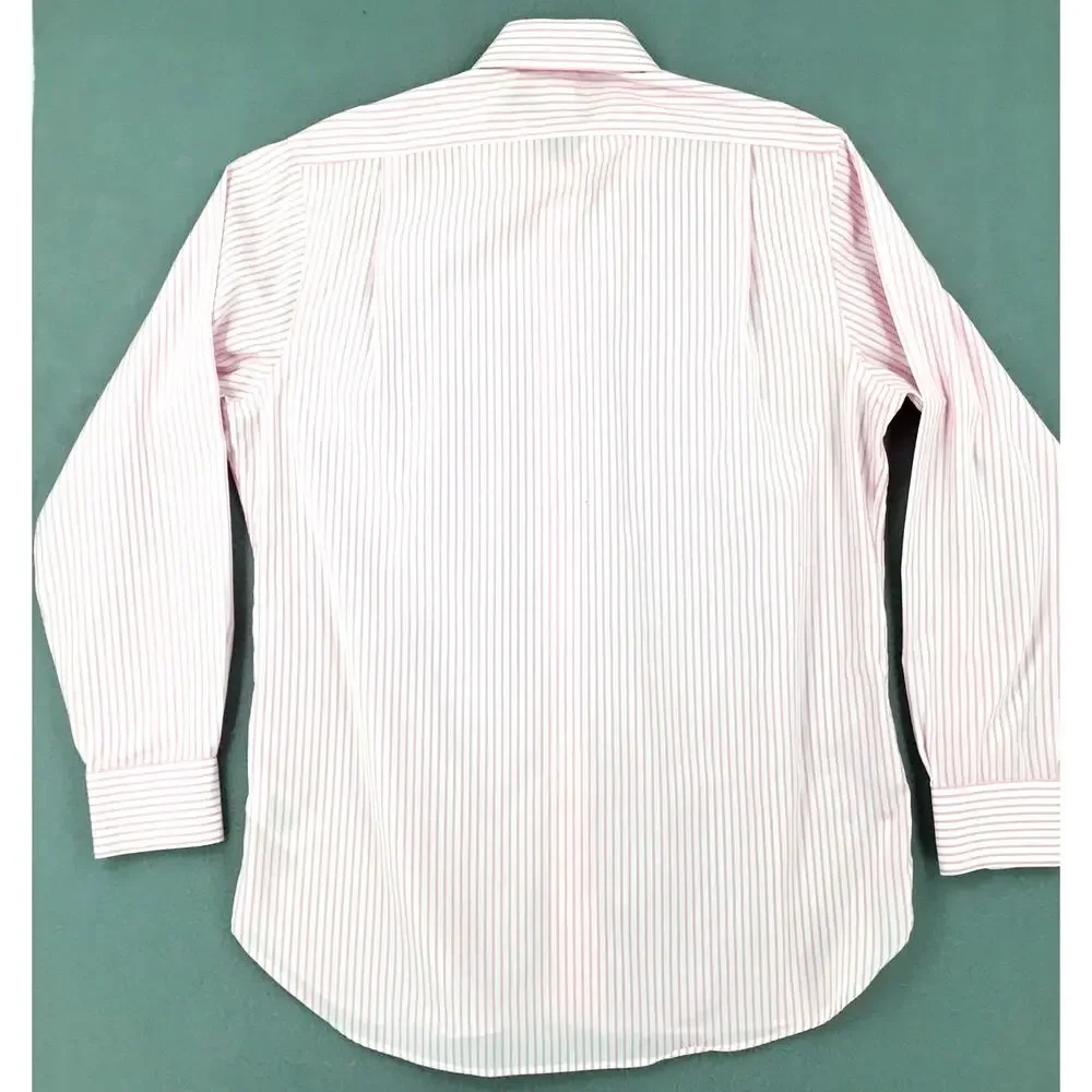 Polo Ralph Lauren Pink White Stripe Easy Care Cotton Dress Shirt 15.5